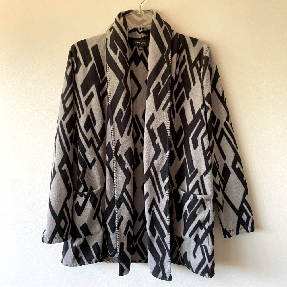 Lord & Taylor Fleece Loose Open Front Jacket